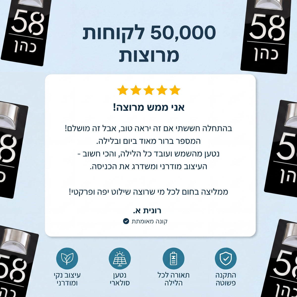 שלט בהתאמה אישית עם תאורה סולארית